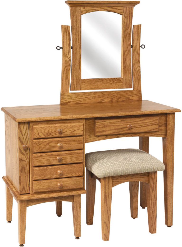 Amish 42 inch Shaker Jewelry Dressing Table Oak