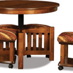 5-Piece Round Table Bench Set with Open Benches