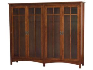 Arts and Crafts Double Bookcase with Doors