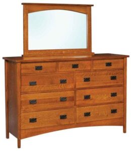 Arts and Crafts High Nine Drawer Dresser