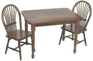 Brown Maple Child's Table Set with Two Sheaf Chairs