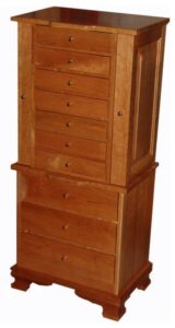 Cherry Jewelry Armoire with Clock Base