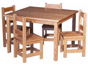 Child's Table Set with Four Small Square Chairs