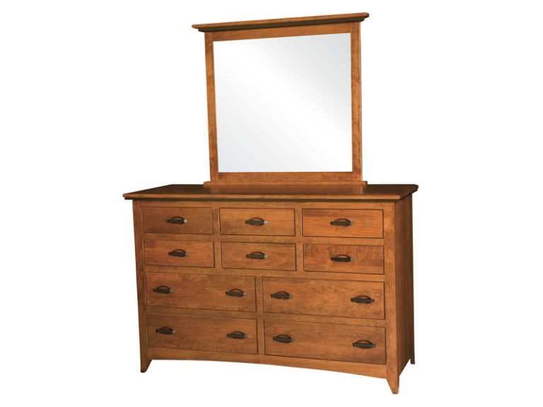 Custom Classic Shaker Ten Drawer Dresser with Mirror