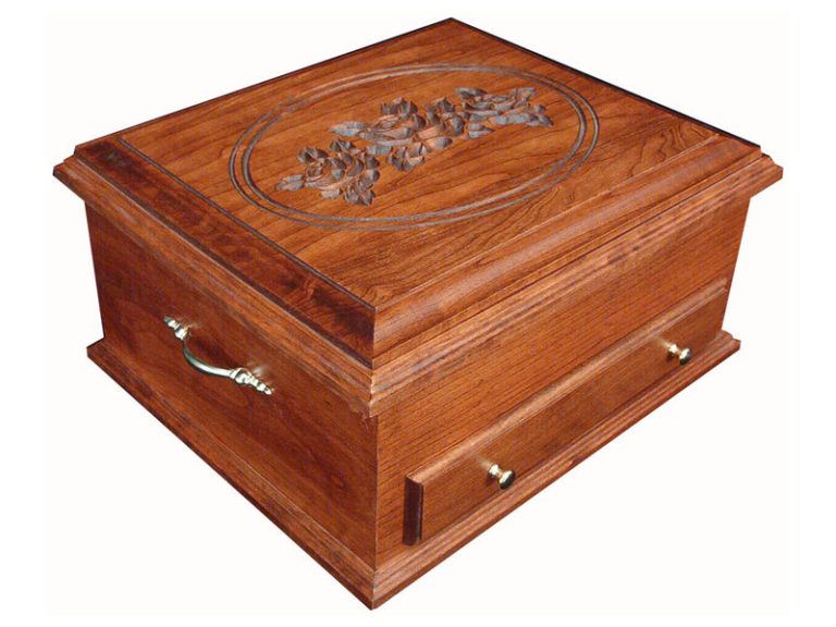 Custom Deluxe Cherry Jewelry Chest with Rose Engraving