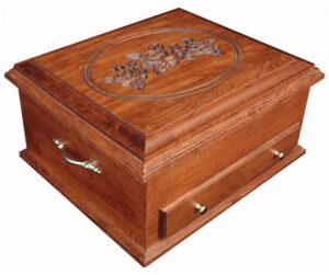 Deluxe Cherry Jewelry Chest with Rose Engraving