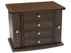 Four Drawer Brown Maple Jewelry Chest