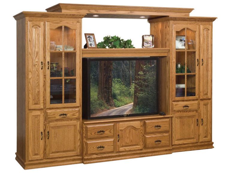 Amish Heritage TV Wall Unit with CD Pull-Outs