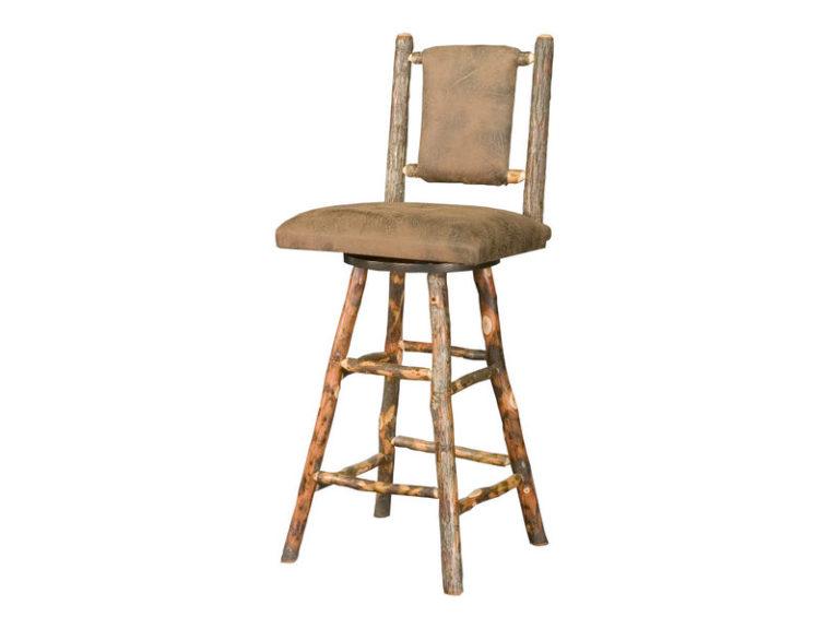 Custom Hickory Bar Stool with Leather Seat
