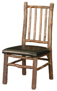 Hickory Diner Chair with Leather Seat and Hickory Back