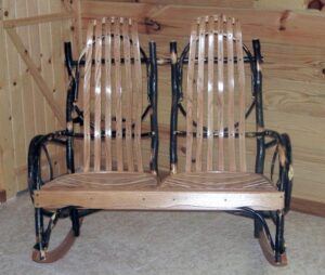 Hickory Double Rocker with Oak Back and Seat