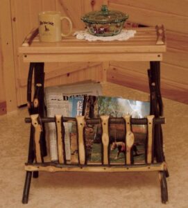 Hickory End Table with Magazine Rack