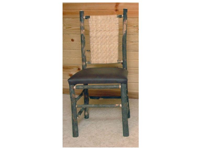 Hickory Game Table Chair with Leather Seat and Cane Back