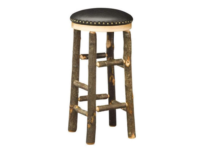 Hickory Hoosier Leather Seat Bar Stool