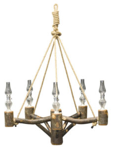 Hickory Old Country Chandelier with Kerosene Lamps
