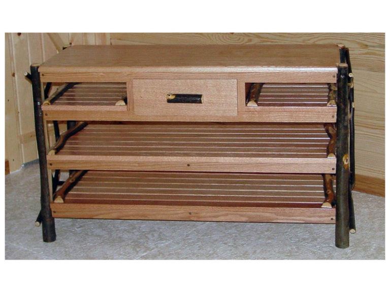 Amish Hickory TV Stand with Drawer and Solid Top