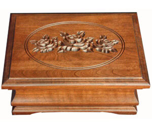 Medium Cherry Jewelry Box with Rose Engraving