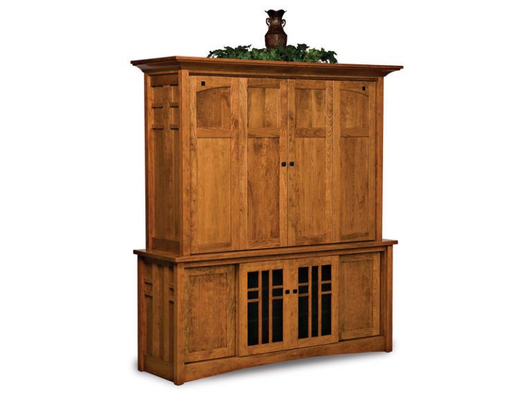 Amish Kascade Two-Piece LCD Cabinet with Bi-Fold Doors