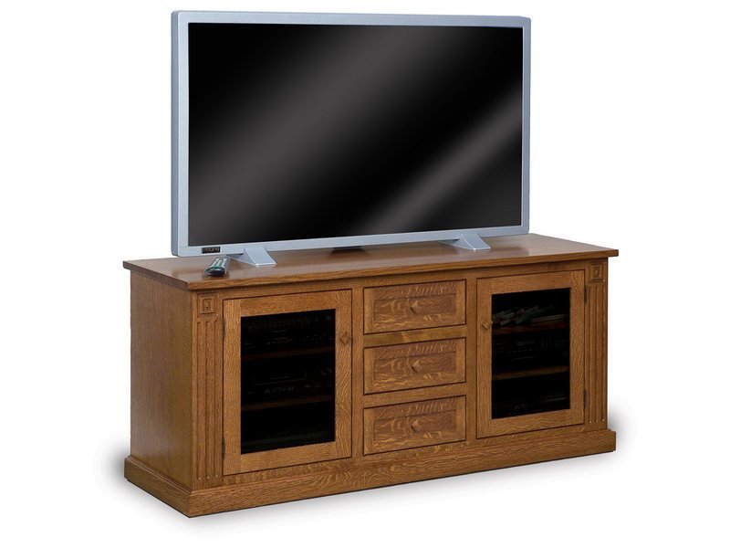 Amish Manhattan Mission Two Door, Three Drawer LCD Stand