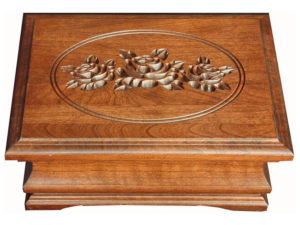 Medium Cherry Jewelry Box with Rose Engraving