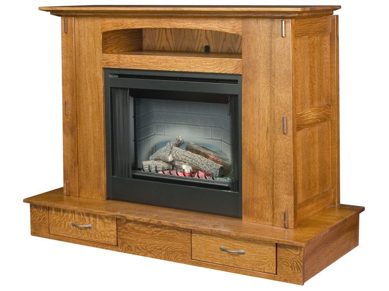 Modesto Fireplace with Mantle Lift for Plasma TV Solid Wood Fireplace
