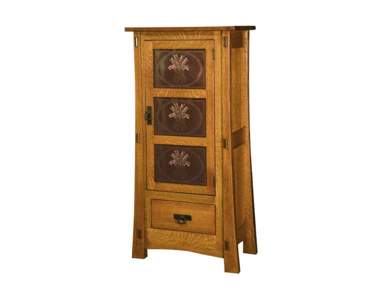 Amish Modesto One Door Cabinet with Copper Panels