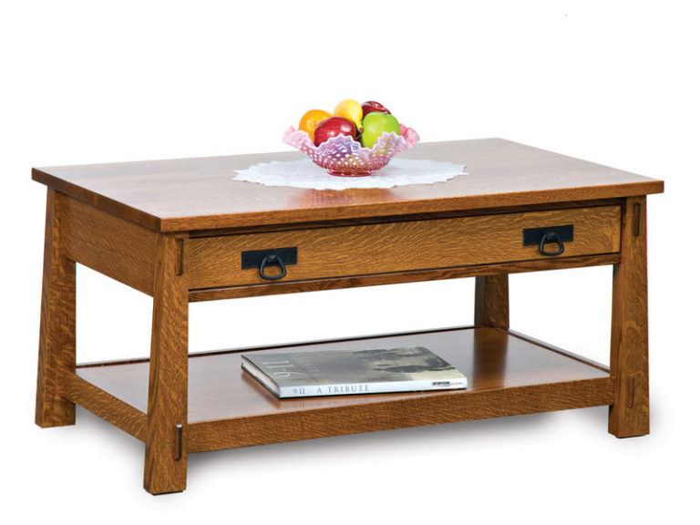 Amish Modesto Open Coffee Table with Drawer