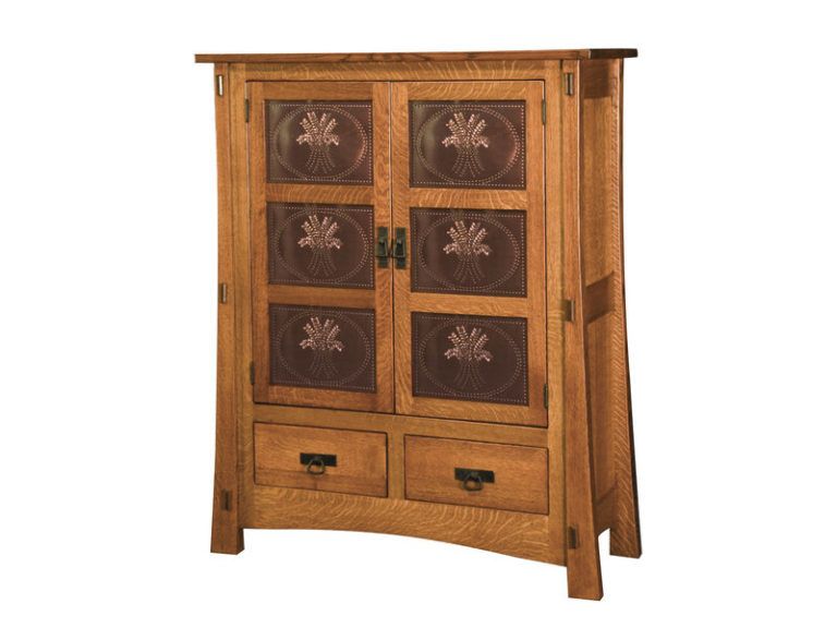 Amish Modesto Two Door Cabinet with Copper Panels