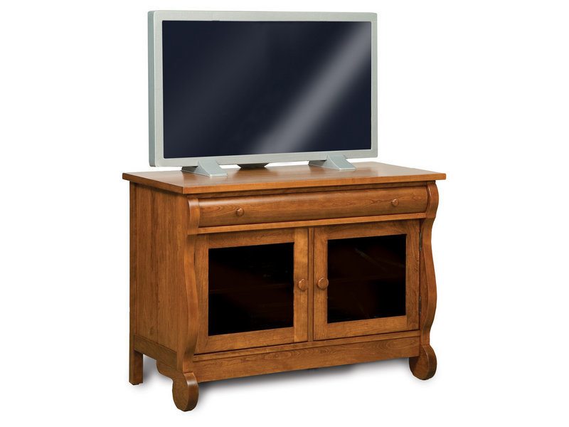 Amish Old Classic Sleigh Two Door, One Drawer LCD Stand