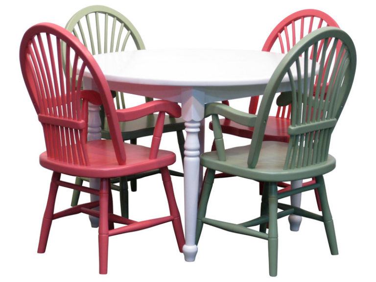 Custom Painted Child Table Set with Four Chairs