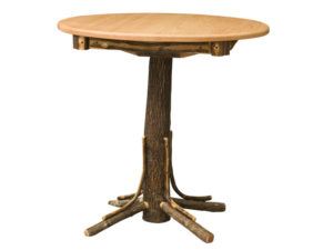 Round Hickory Pub Table with Square Skirting