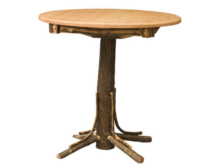 Custom Round Hickory Pub Table with Square Skirting