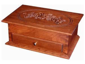 Standard Cherry Jewelry Chest with Rose Engraving