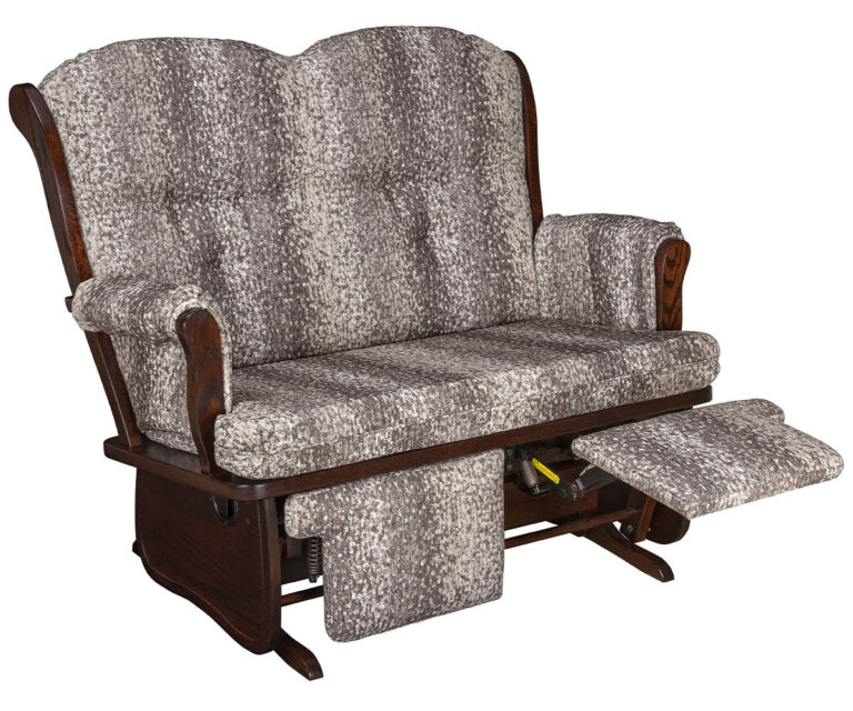 Custom Swanback Loveseat Glider with Double Footrests and Padded Arms