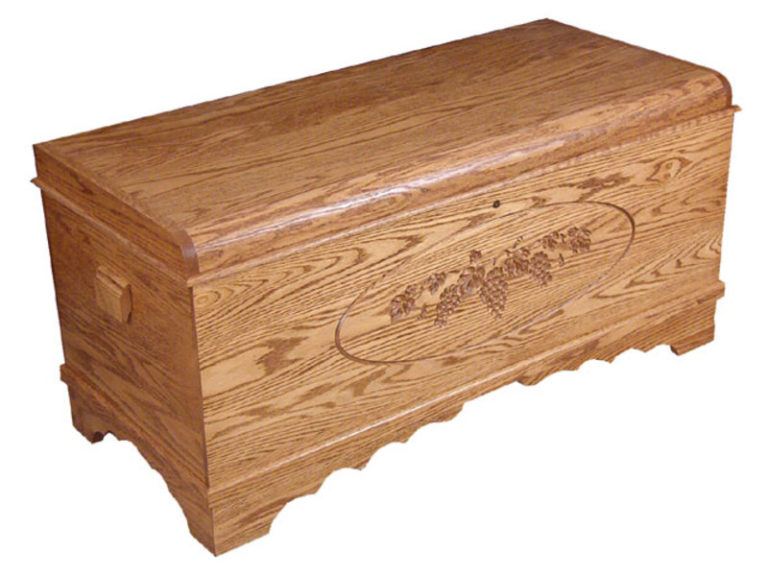 Hardwood Waterfall Chest with Carving - Grapes (Oak)