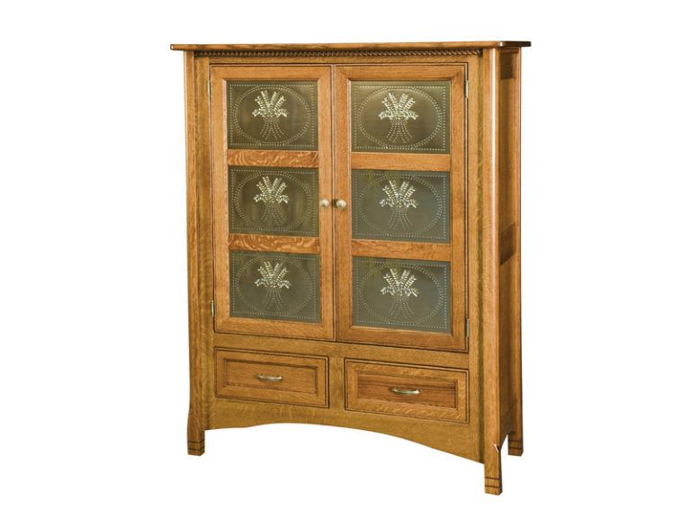 Amish West Lake Two Door Cabinet with Brushed Nickel Panels