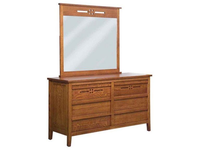 Amish West Village Six Drawer Dresser with Mirror