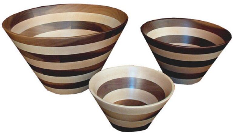 Solid Wooden Bowls (Striped) Small, Medium and Large