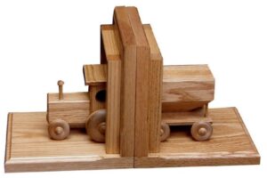 Wooden Tractor-Wagon Bookends