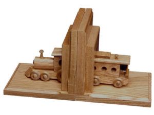 Wooden Train Bookends