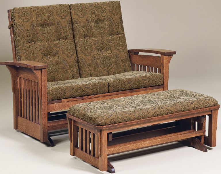 Amish Bow Arm Slat Loveseat Glider