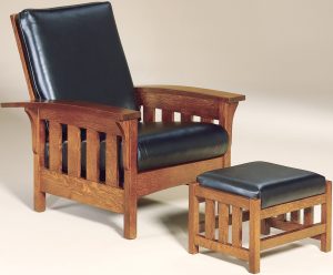 Bow Arm Slat Morris Chair with Footstool