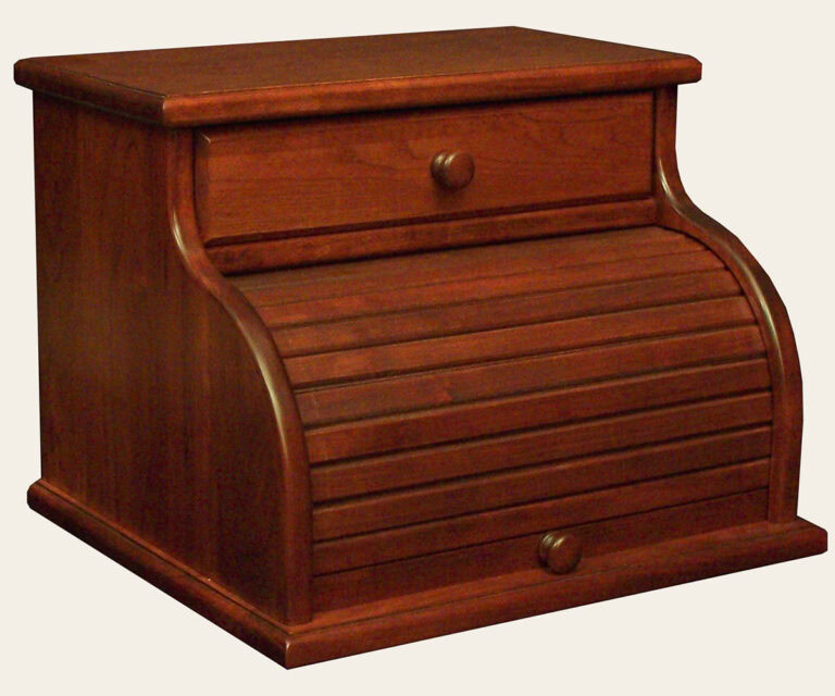 Custom Cherry Bread Box with Roll-Top and Drawer