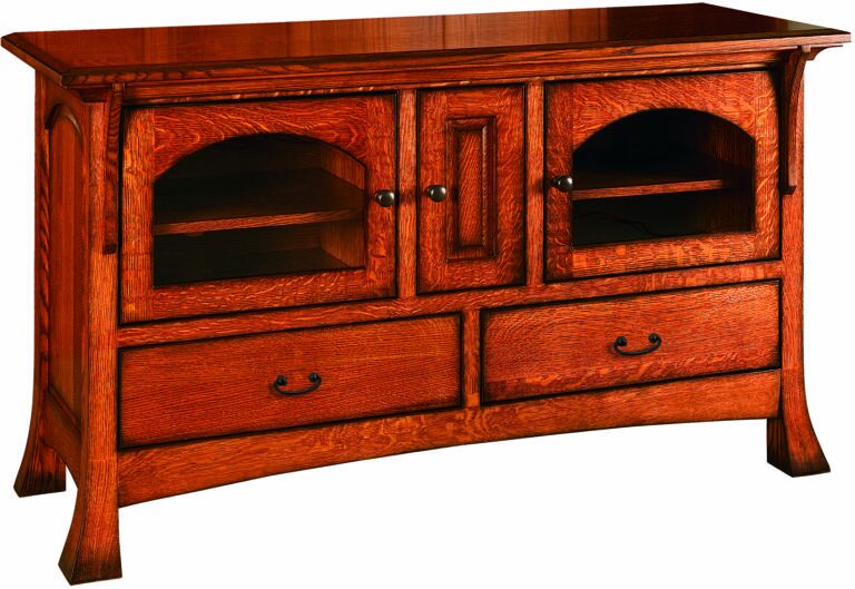 Amish Breckenridge TV Cabinet with Three Doors and Two Drawers