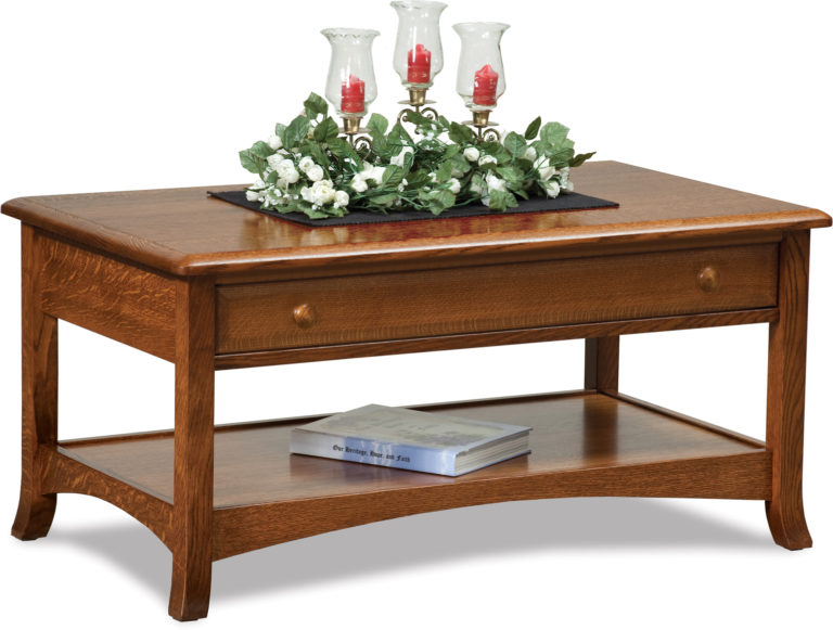 Amish Carlisle Open Coffee Table with Drawer