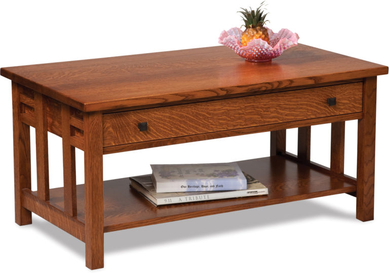 Amish Kascade Open Coffee Table with Drawer