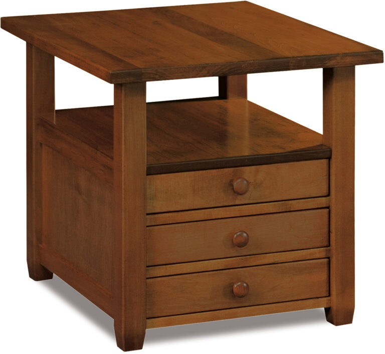 Custom Kenwood Collection End Table with Three Drawers