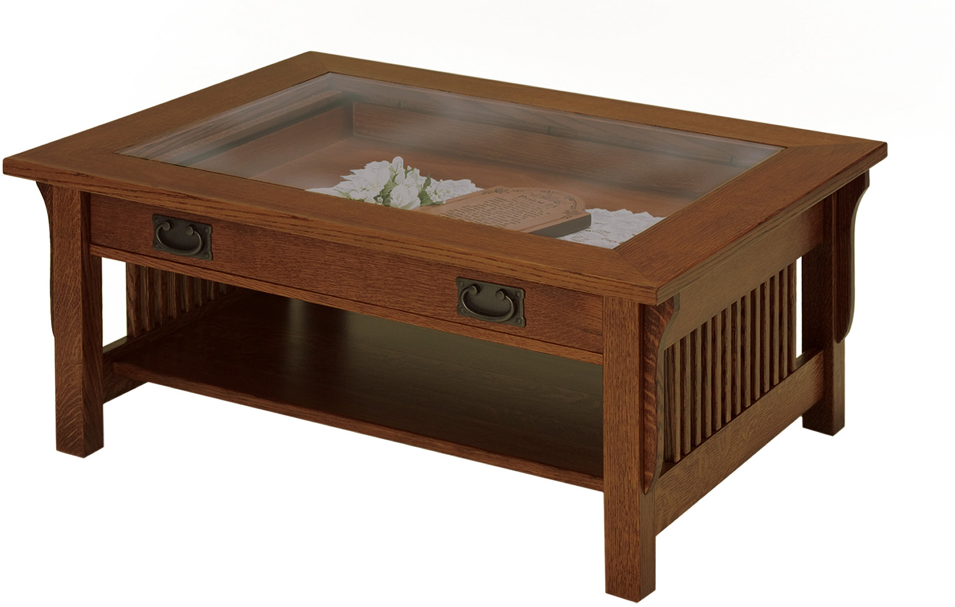 Landmark Glass Insert Coffee Table Amish Glass Top Coffee Table