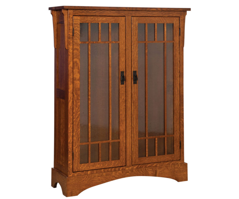 Custom Midway Mission Eight Shelf Two Door Two Section Bookcase