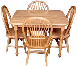 Oak Child's Table Set with Four Sheaf Chairs